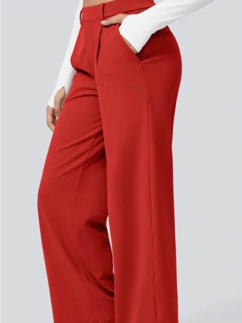 HALARA Wide-Leg Red High-Waist Trousers